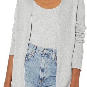Chic Women's Plus Size Cardigan - Lightweight Open-Front Sweater in Light Grey